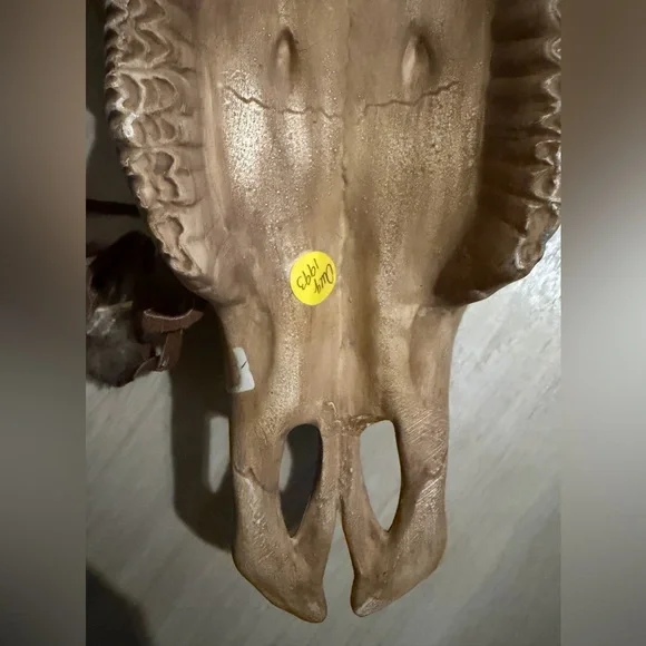 Vintage 90s Life Size Native American Steer Bull Horns Hand Painted Ceramic